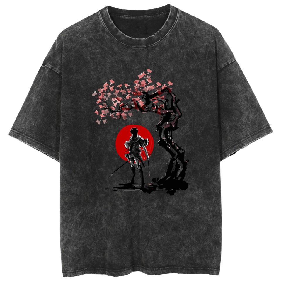 Моющаяся повседневная хлопковая летняя футболка с аниме «Атака титанов»