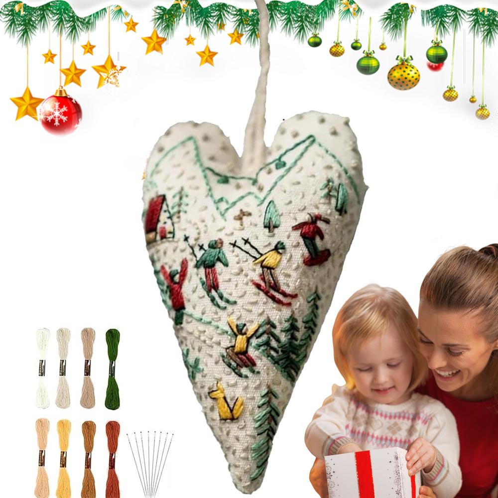 Набор для начинающих вышивальщиков Сердечко Рождественское украшение Научитесь вышивать Полный набор для искусства и рукоделия Для путешествий Проект Релаксация