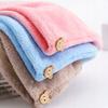 Hair Drying Towel Head Cap Bear Clip Microfiber Pink