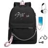 StrayKids Backpack Peripheral Chain Backpack USB Rechargeable Leisure Bag Travel Backpack