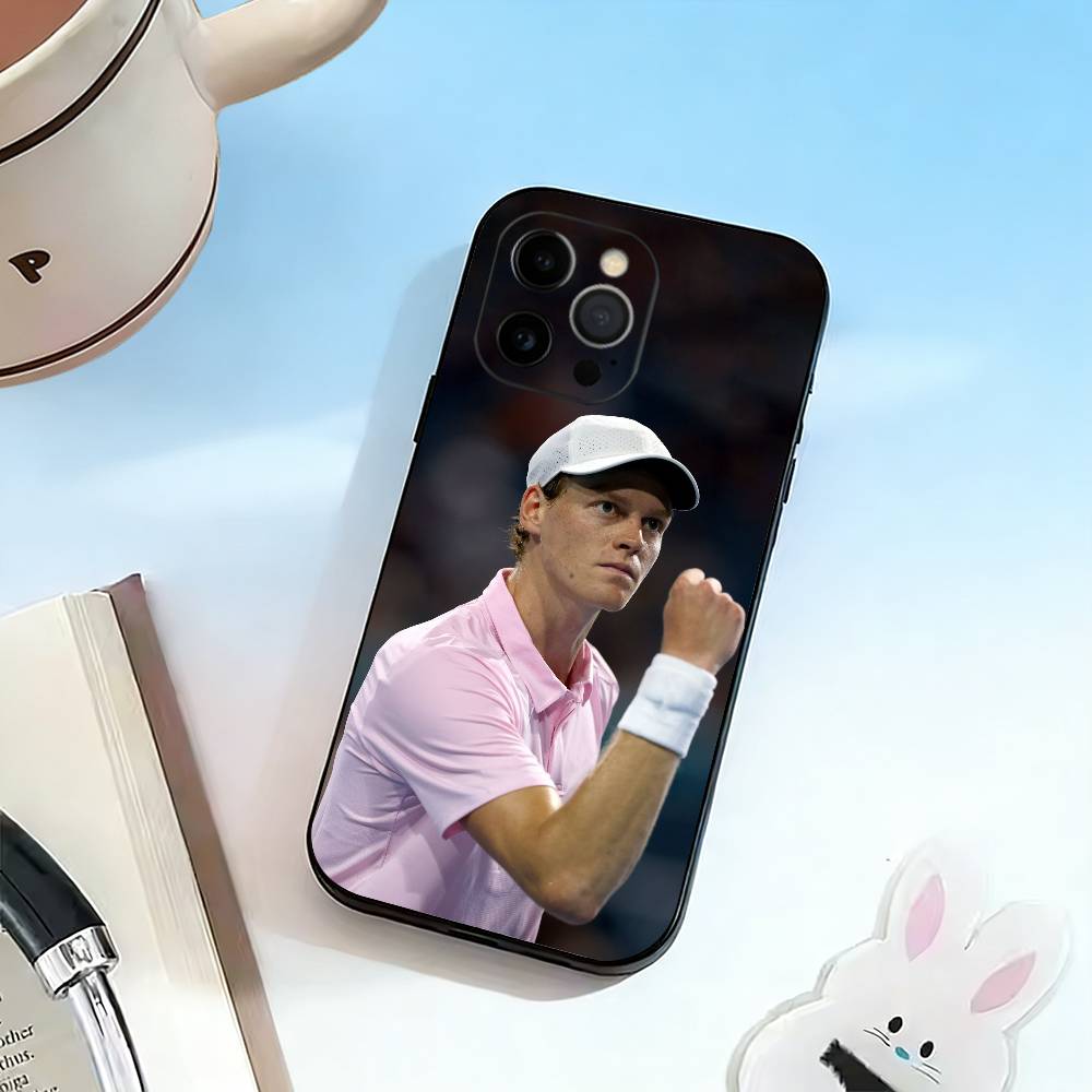 Чехол для телефона J-Jannik Sinner для iPhone 17,16,15,14,13,12,11 Plus,Pro Max,XS, Мягкий силиконовый черный чехол