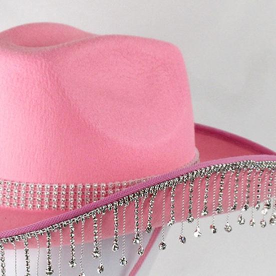 Шляпа-ковбой со стразами в стиле ретро в стиле вестерн с регулируемым галстуком и бахромой, шляпа со стразами для вечеринок косплея