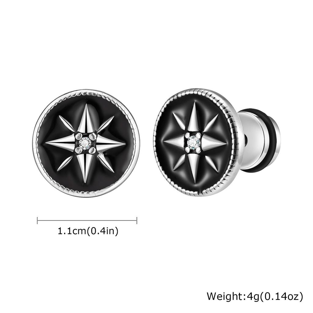 Simple Circle Round Stud Earrings for Men Boys, Metal Zircon Small Earrings, Unisex Daily Jewelry Accessory