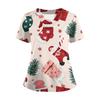 Женская футболка с коротким рукавом, рождественским принтом, V-образным вырезом, на пуговицах сбоку и разрезом