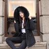Women Winter Casual Adjustable Waist Hooded Fur Collar Jacket Parka Cotton Liner Short Coat..