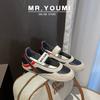 Cowhide Version~ Miu's Leather Color Matching Niche Function Mary Jane Shoes with Light Mouth German Training Shoes Women's Casual Shoes