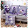 1PC New Christmas Square Purple Decorative Pillowcase Santa Claus Snowman Single-Sided Cushion Cover