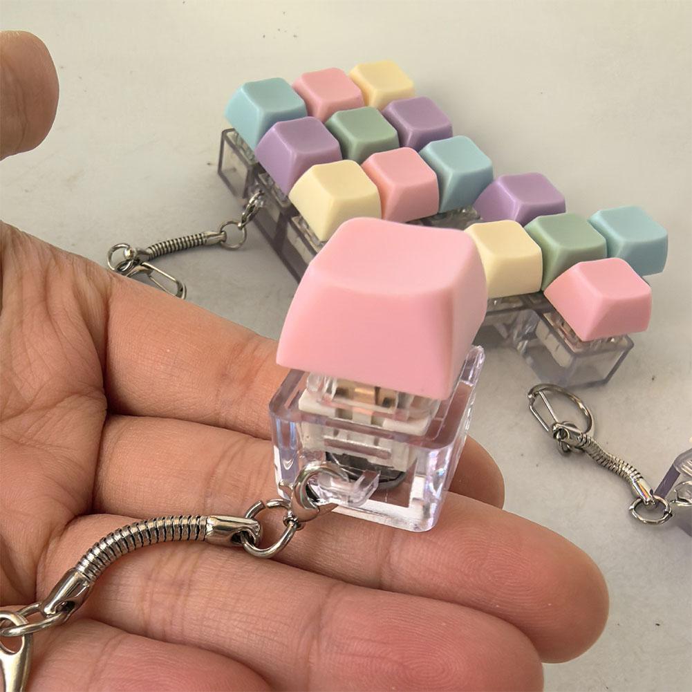 Colorful Keyboard Fidget Toys For Adults Kids,1/4/5/9‑buttons Pastel Keyboard Clicker Keychain For Work Stress Relief Anxiety