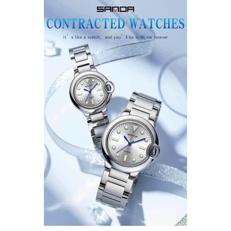 SANDA Couple Trend Cool Men's and Women's Large Dial Waterproof Quartz Watches Fashion Personality Blue Ball Men's Watches