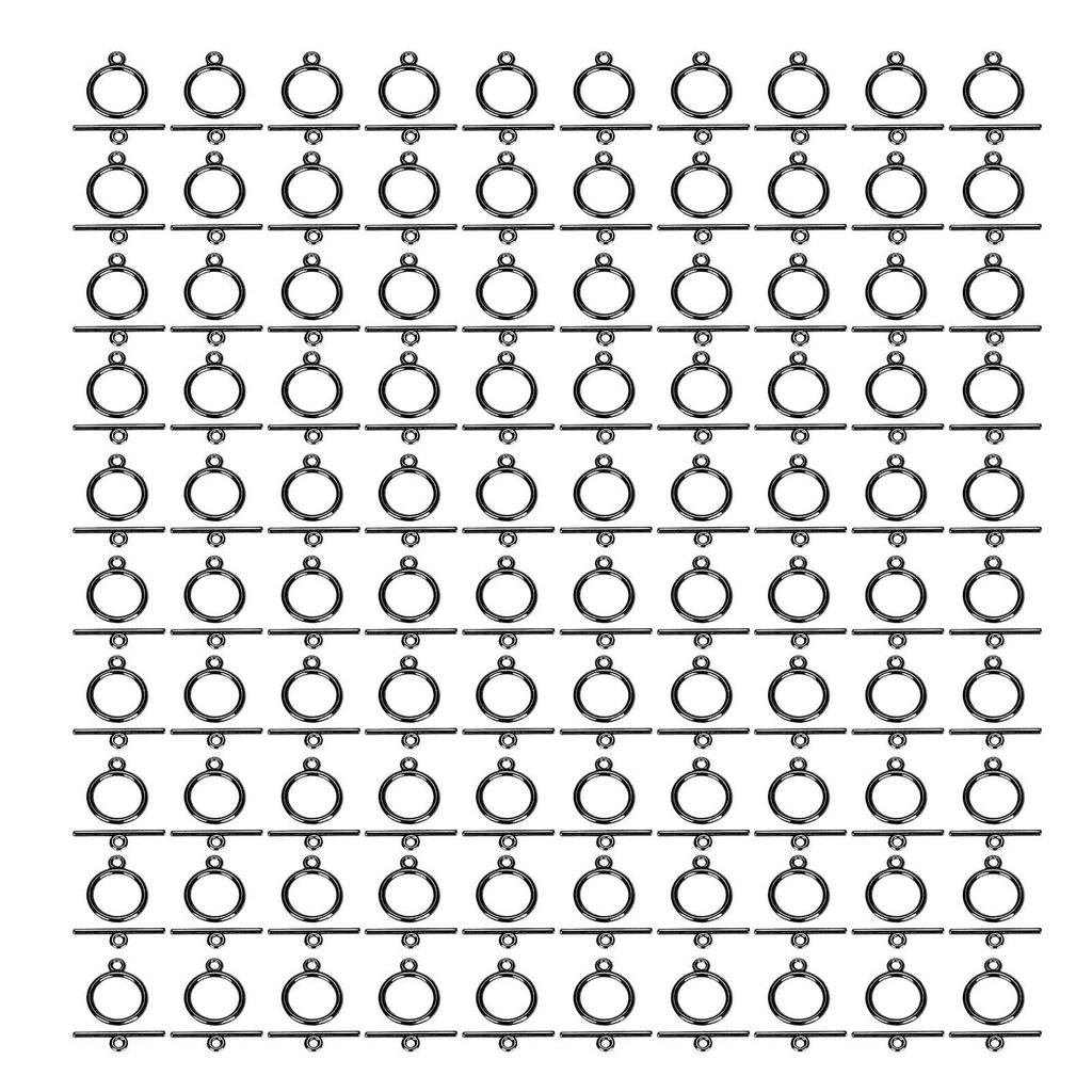 100 Sets Toggle Clasps Alloy 2mm OT Buckle DIY Jewelry Making Supplies for Necklace Bracelet