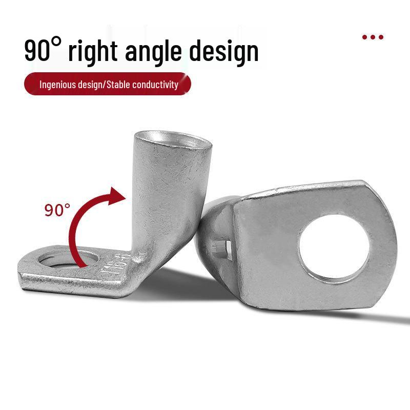 90-Degree Copper Lug Terminal: Right-Angle, Cold-Pressed, High-Current, L-Type, Copper Connector