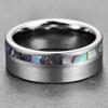 Fashion 8mm Silver Color Brushed Men 'S Stainless Steel Ring Colorful Abalone Shell Inlay Men 'S Ring Wedding Band Jewelry Gifts