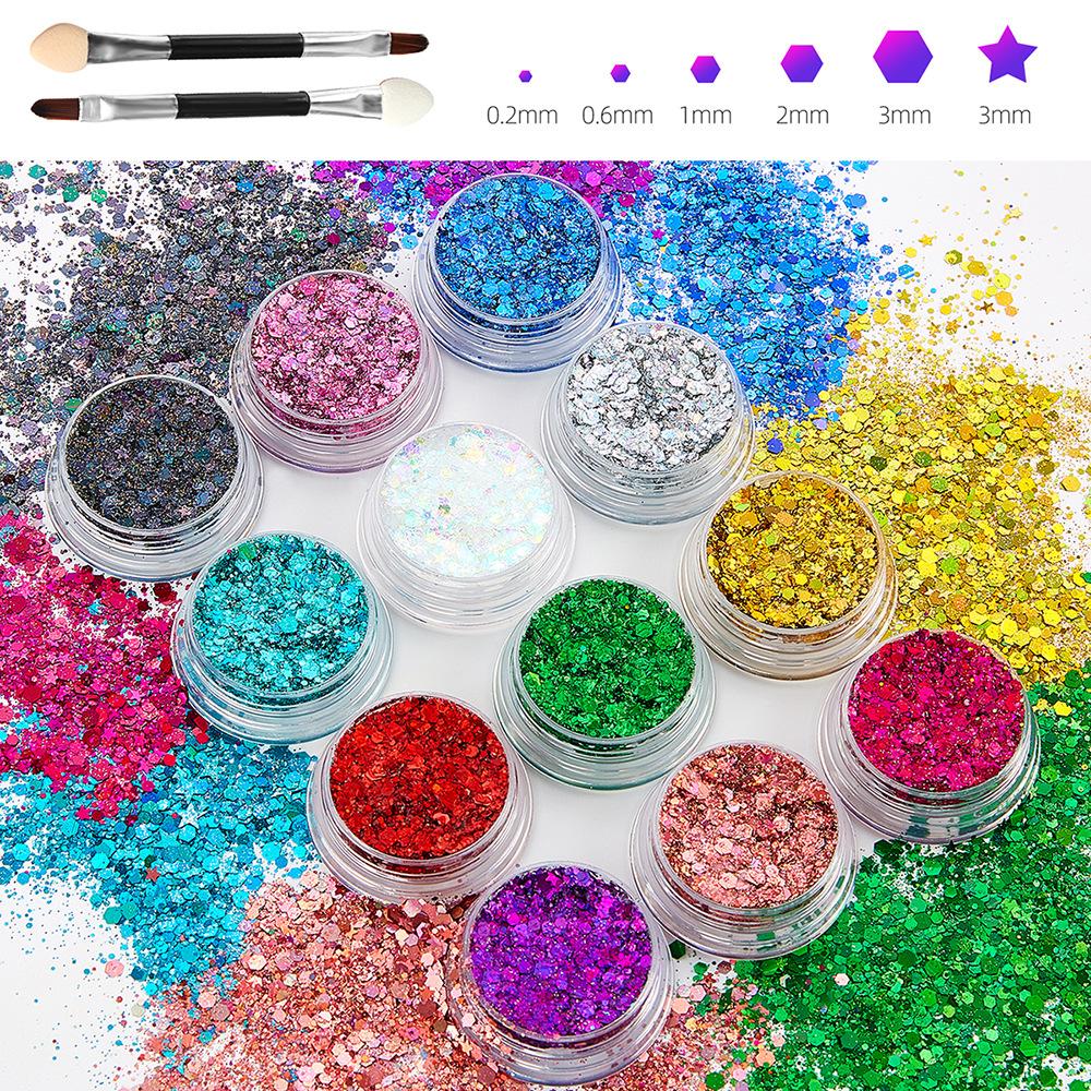 Popular Sequins Gel Glitter Gel Body Facial Hair Eye Stage Makeup Highlight Powder Sequins
