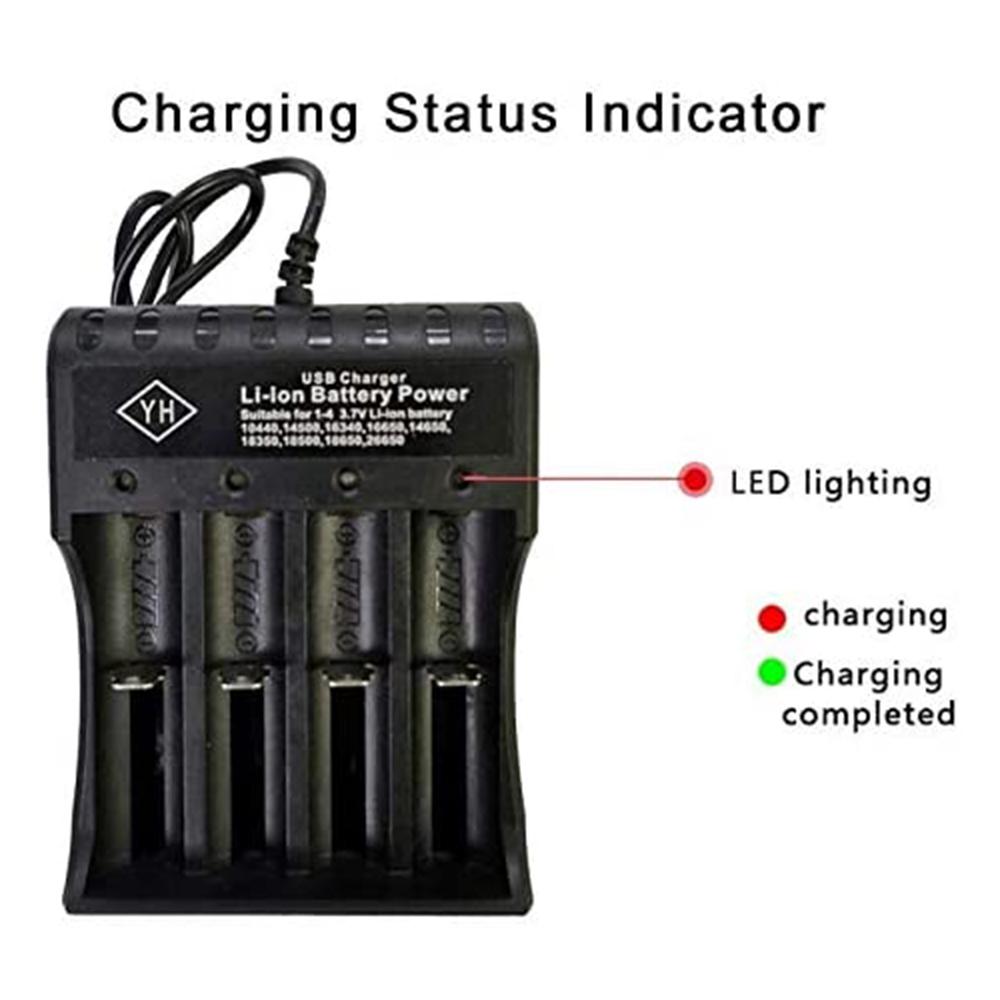 18650 Аккумулятор USB-зарядное устройство 4 слота Литий-ионный аккумулятор 3,7 В Защита от перезаряда с 4 шт. 18650