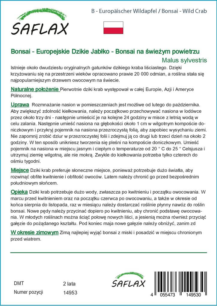 SAFLAX Garden in the Bag - Бонсай - Дикий краб - 30 семян - С субстратом в подходящем пакете - Malus sylvestris