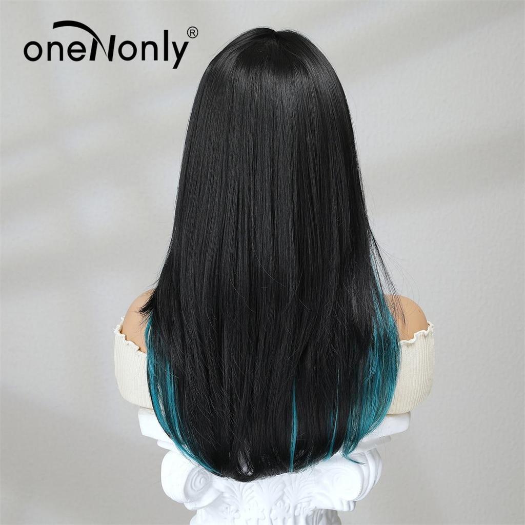 ALAN EATON Синтетические парики, длинный, черный, зеленый, многослойный парик для белых женщин, косплей, повседневные волосы, термостойкие парики из полных волос, волокнистые парики