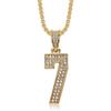 Diamond studded No.7 digital pendant necklace, 2026 fashion trend jewelry, men's exquisite jewelry necklace with zircon inlay