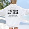 2023 Autumn Winter You Read Letter Print Women Hoodies