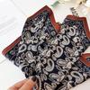 Retro Stylish Deep Blue Paisley Silk Scarf - Lightweight, Small Square for Neck Protection