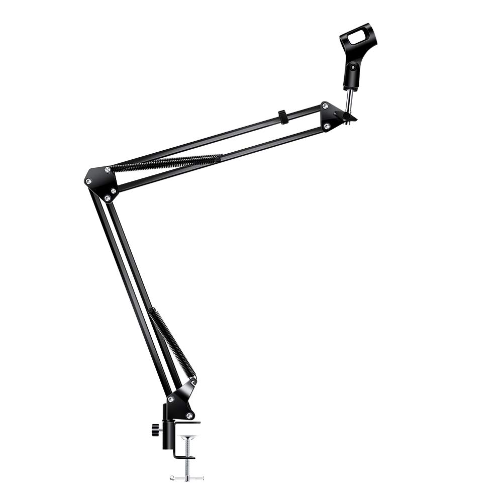 AKEIE Desktop Microphone Stand, Extendable Desk Arm Holder, Foldable Microphone Arm, Adjustable Angle and Height, Microphone Holder, Clamp, Audio