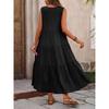 2025 Women Dress Summer Casual Vacation Holiday Beach Long Dresses V-neck Loose Elegant Yellow Black RUFFLES Dress Femme