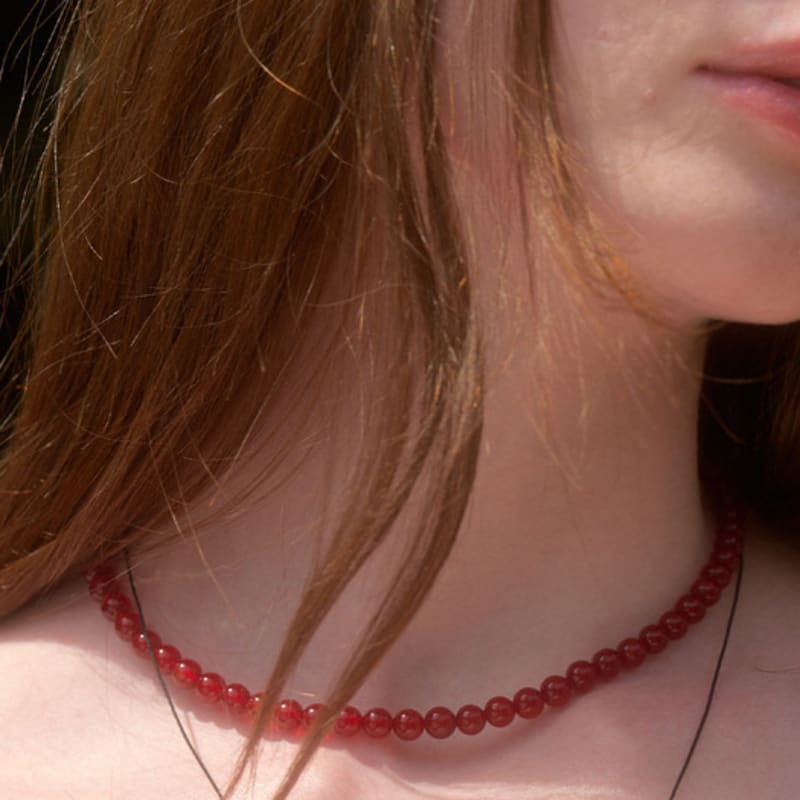 LOVE ME MONSTER Red Chalcedony Necklace 6mm (L242MNK060)