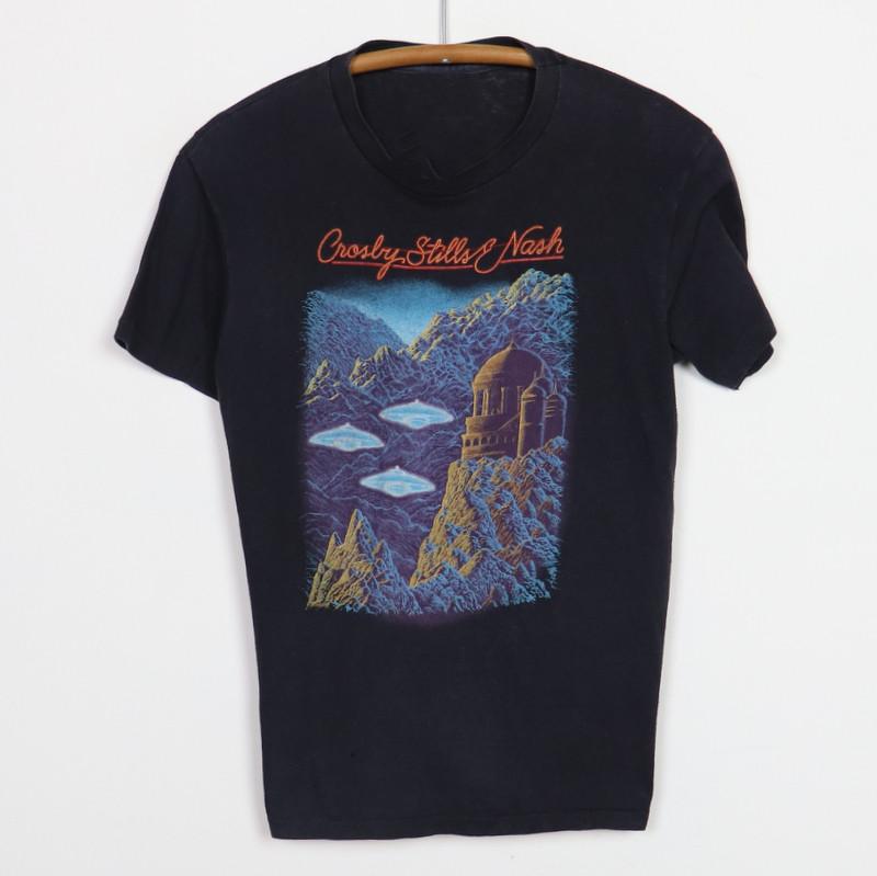 Vtg Crosby Stills Nash and Young Daylight Again Tour Cotton Black Shirt MM1071
