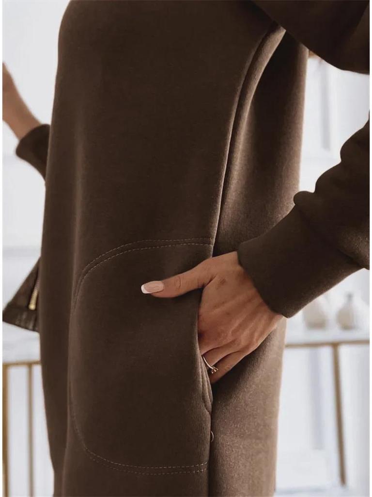 2024 Autumn/Winter Women's Solid Color Hooded Streetwear Loose Sweatshirt