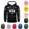 Men's Loose Flag Printed Hooded Sweatshirt Men's Casual Fashion Sports Sweatshirt