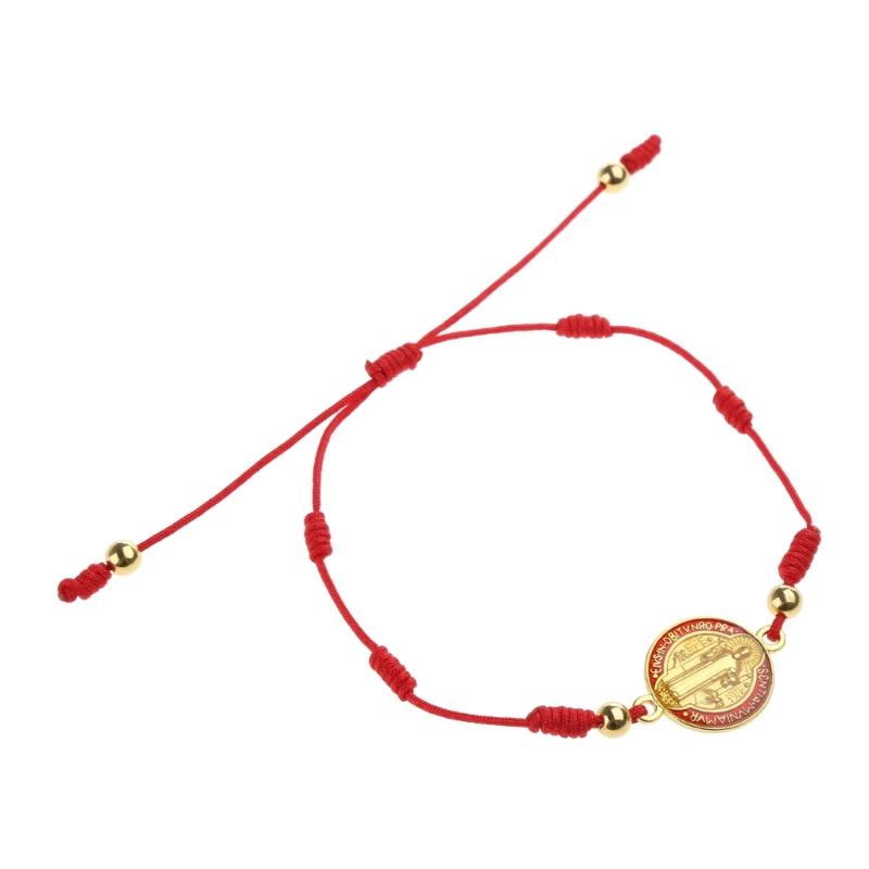 Браслет Леди Мэри/святого Бенедикта Ручной работы Красные узлы Бусины Браслет На удачу Молитвенный Религиозные браслеты для мужчин женщин