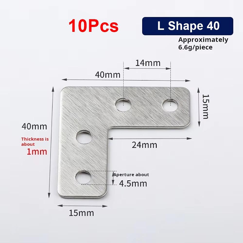 10Pcs 90° Right Angle Angle Bracket Flat Fastener Corner Bracket Hardware Accessory