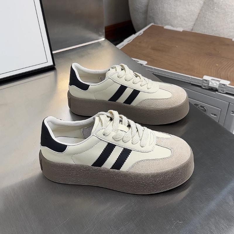 Толстая подошва Новые Круглые Носки Ретро Повседневные Бордовые Туфли Для Женщин