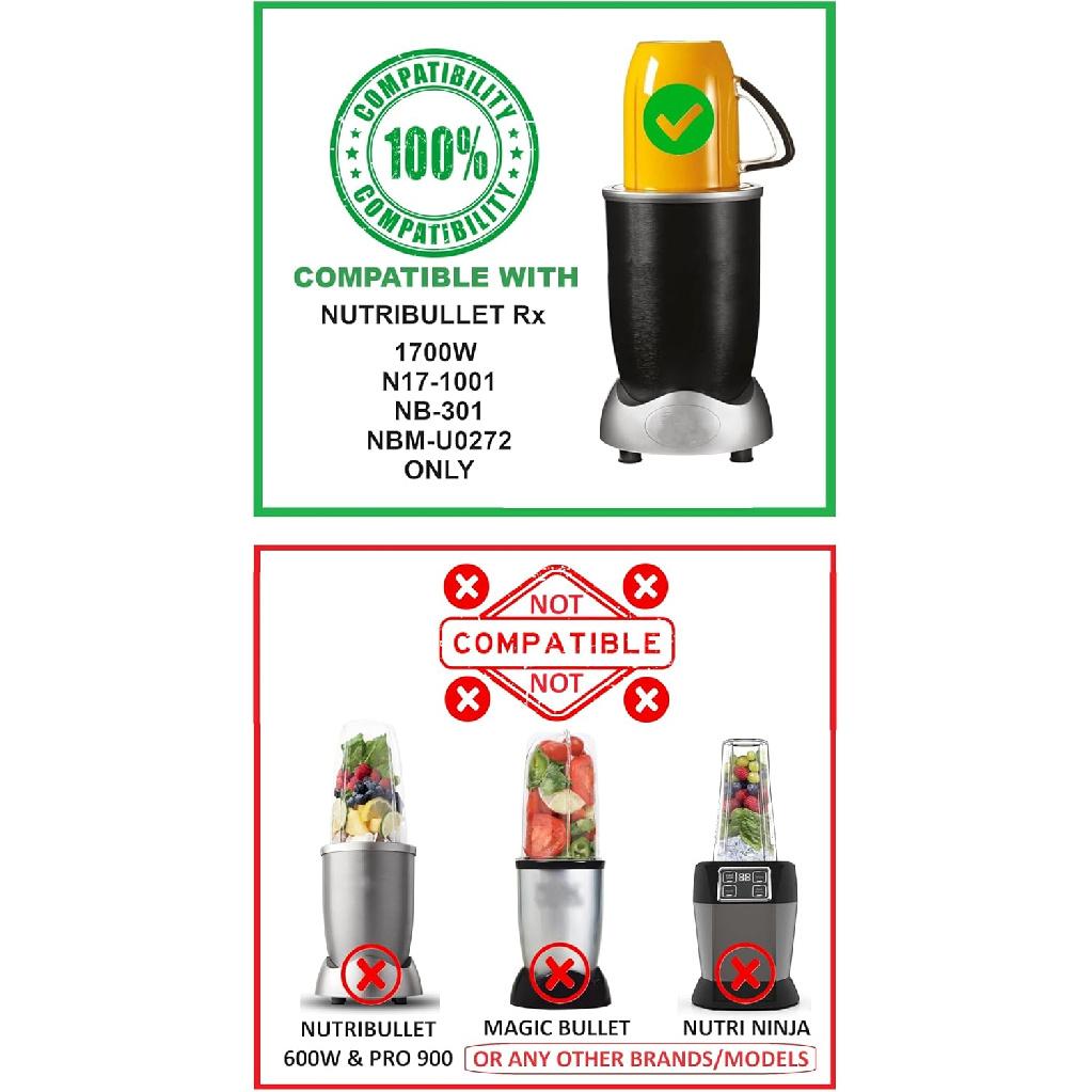 Запасная прокладка Blendin, Совместима с лезвием блендера Nutribullet RX 1700 Вт NB-301, N17-1001 и крышками Stay Fresh (2 шт.)
