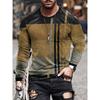 Retro Men's Long Sleeved T-shirt 3D Checkered Striped Printed Men's T-shirt