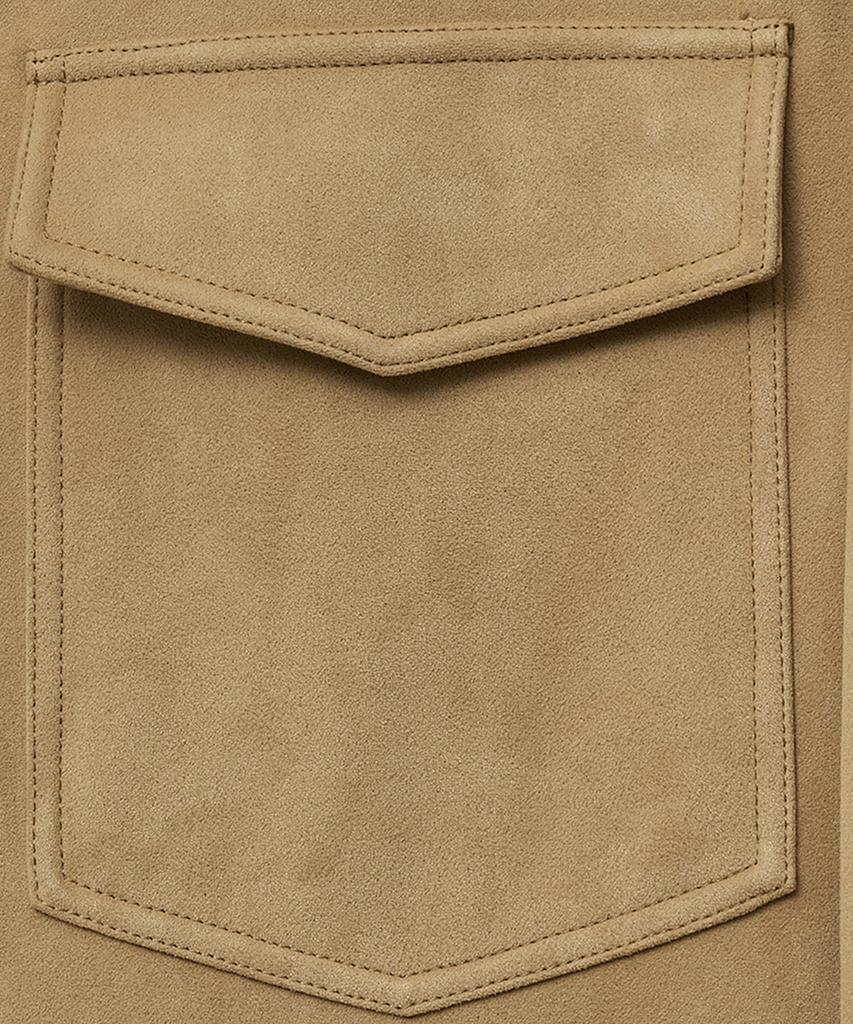 Noirer Western Suede Open Collar Jacket (Mustard)