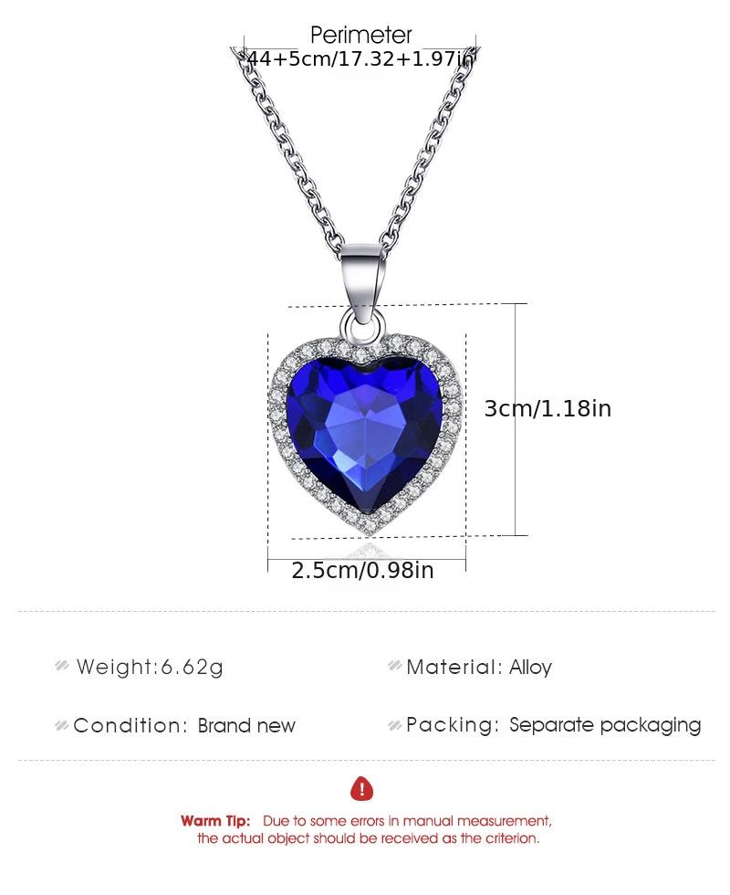 Birthstones Pendant Necklace Heart Shape Synthetic Gemstones With Full Shiny Zirconia Pendant Sparkly Neck Chain For Women