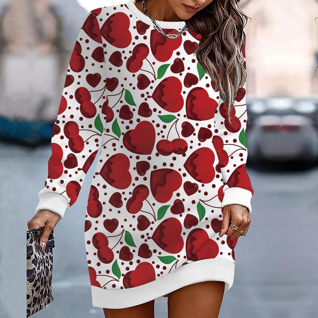 Женское элегантное, модное, трендовое и повседневное худи, 3D-принт символа сердца, трехмерный крой, женское длинное худи, подарок на День святого Валентина