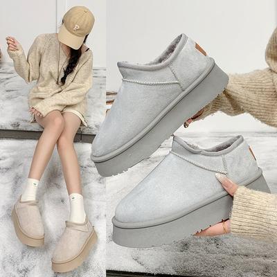 Короткие зимние ботинки на толстой подошве женские новые зимние маффины на толстой подошве верхняя одежда бархатные теплые водонепроницаемые хлопковые ботинки