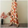 Women's Vintage Long Dress with Cotton and Linen Patterns