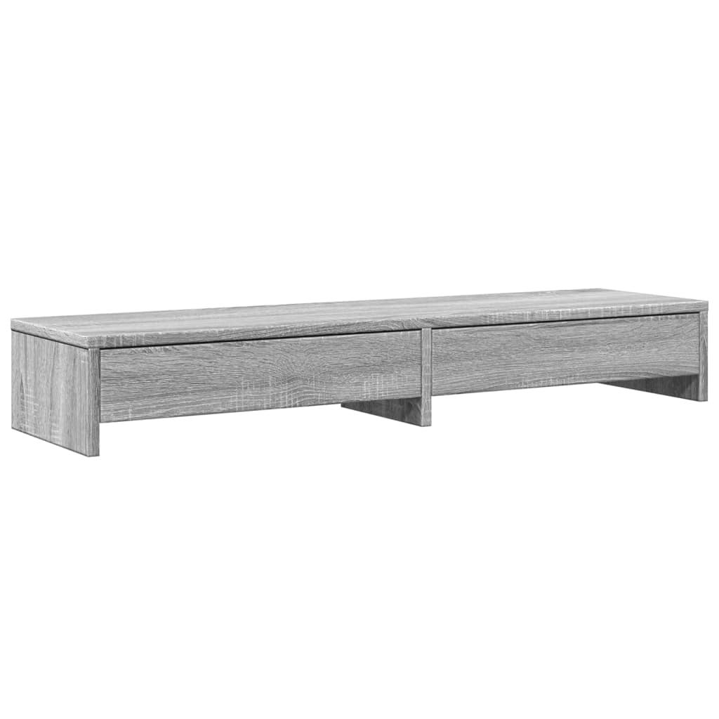 Dual Monitor Stand with Drawers Grey Sonoma 100 x 27 x 15 cm