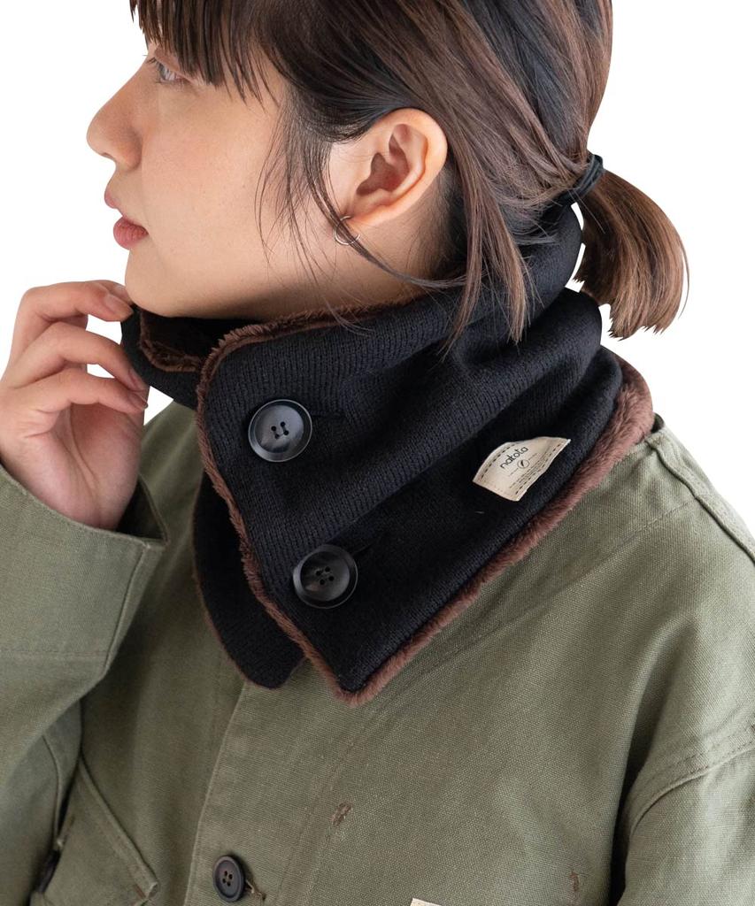 Nakota Buttoned Mixed Heather Neck Odor Winter Snood and Black Micro-Boa Warmer, Antibacterial, Resistant, Scarf, Men's Women's, Medium,