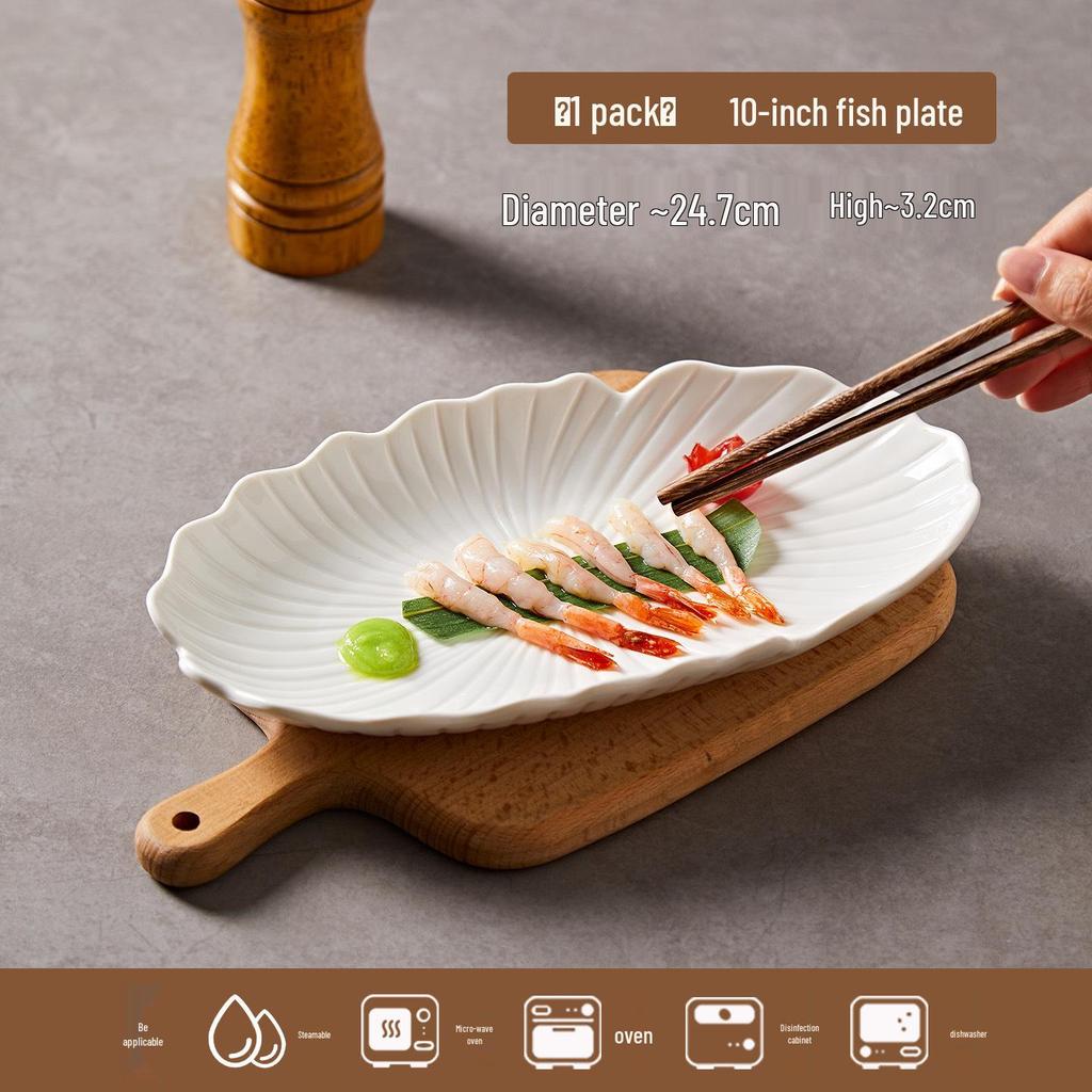 Овальное блюдо для морепродуктов из белого фарфора - Жаростойкое, Идеально для ресторанов и отелей.