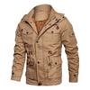 Autumn and Winter Men's Cotton Washed Jacket Detachable Hooded Velvet Thickened Mid-length Jacket for Men