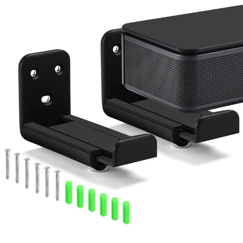 1 Set Speaker Wall Mount for Soundbars, Extendable Depth Sound Bar Bracket Secure Load-bearing Up to 44Ibs Black