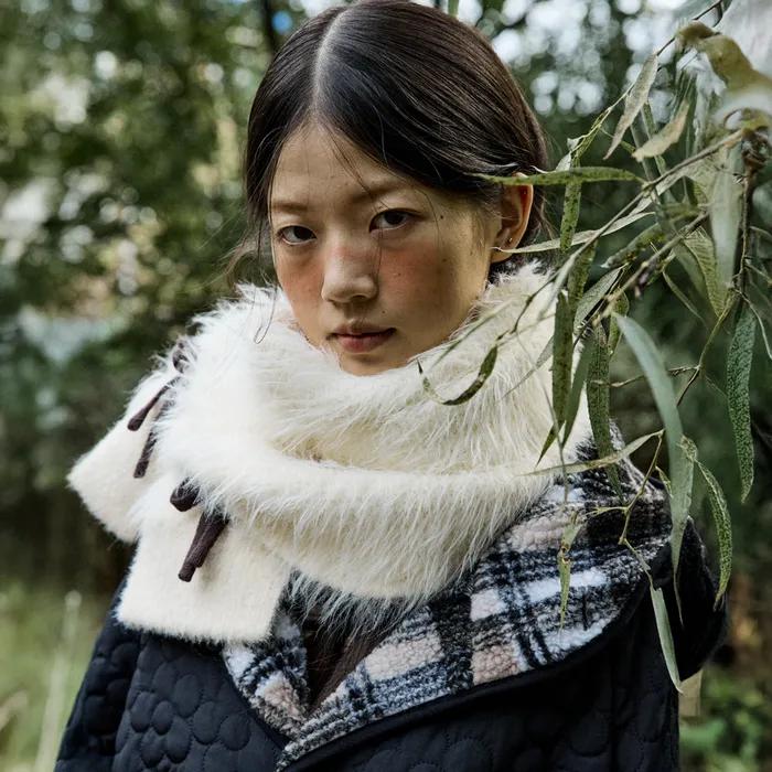 Hairy Ribbon Muffler_Ivory