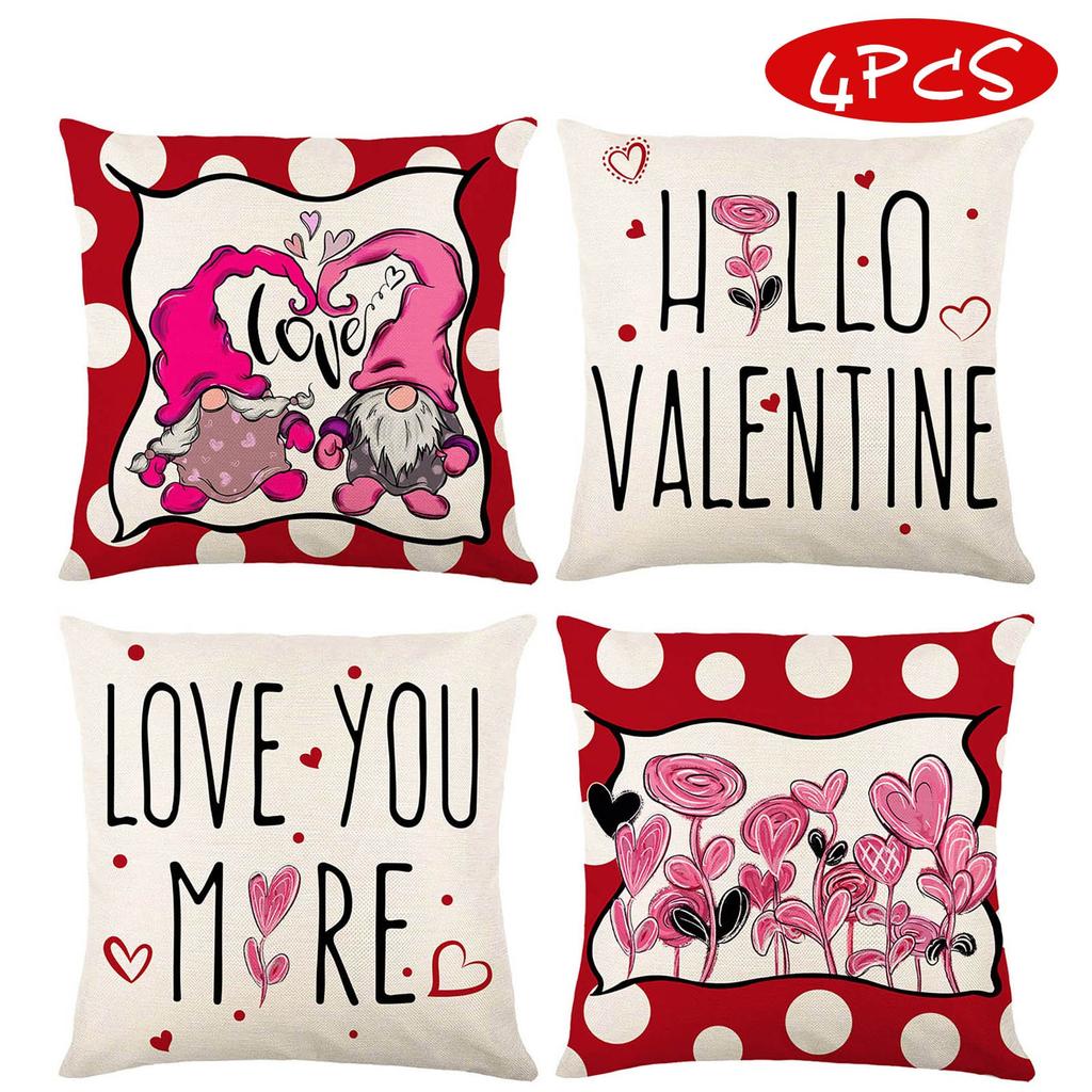Valentine's Day Print Pillowcase Waist Cushion Cover Sofa Home Decor Pillowcase