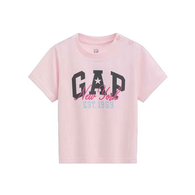 Gap Детская футболка для малышек с принтом мишки и логотипом, с коротким рукавом
