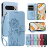 Embossed Dandelion Premium PU Leather Phone Case for Google Pixel 9 9 Pro XL 9A Pixel 8 8 Pro 8A Pixel 7 7 Pro 7A Card Slots Wallet Case with 2 Straps