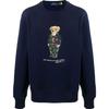 Polo FW24 College Style Bear Pattern Crewneck Флисовая толстовка с длинными рукавами Мужская толстовка Темно-синяя MNPOKNI16821719-410