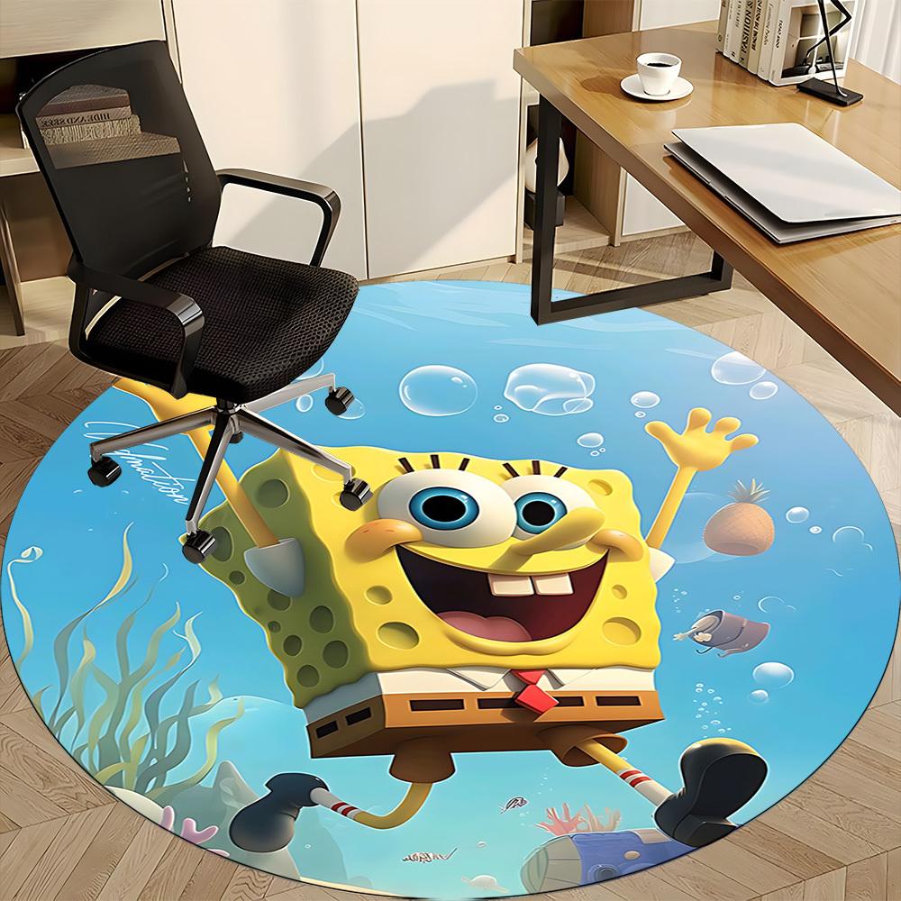 1 шт. Круглый ковер SpongeBob SeaWorld для офиса, коврик для помещений, подходит для офиса, под офисные стулья, спальни, гостиной, домашнего декора, декора комнаты